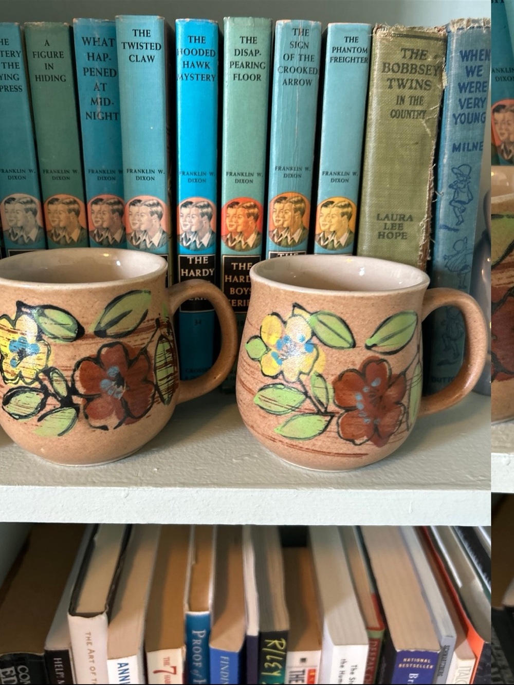 Hand-Painted Floral Stoneware Mug Set